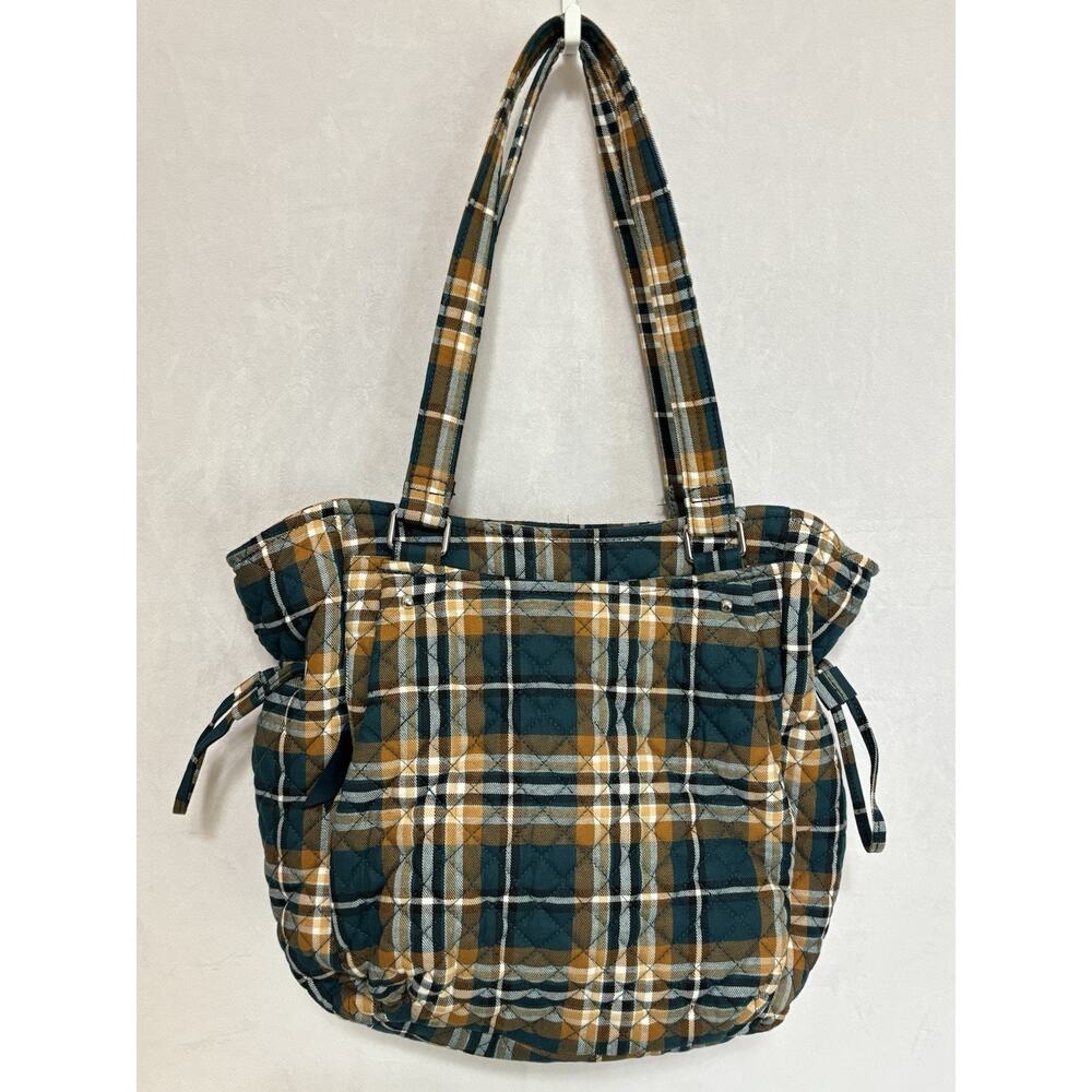 Vera Bradley Glenna Women's Handbag Multicolor Orchard Plaid Pockets Satchel Bag